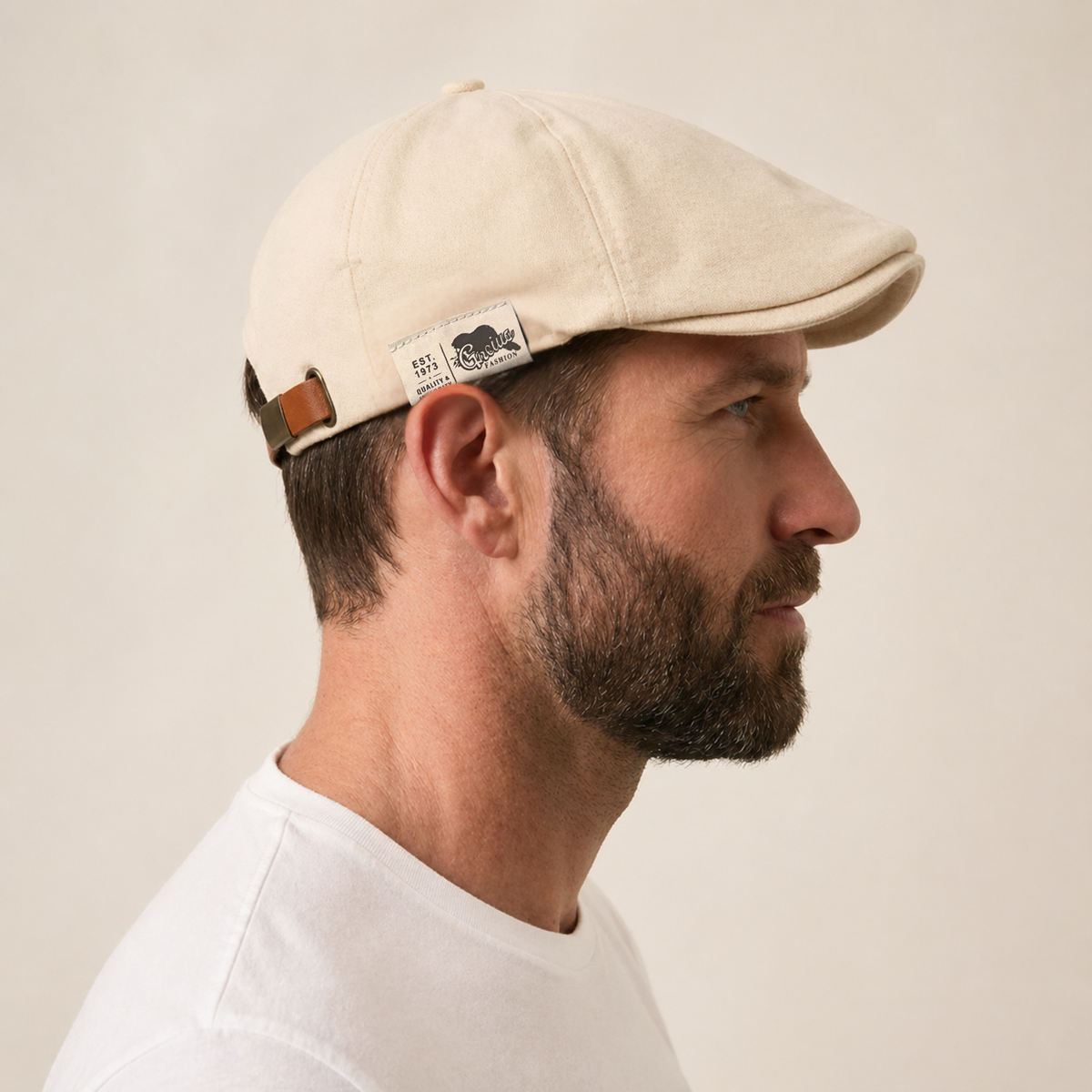SlimCrown Schiebermütze in Beige – flach anliegend