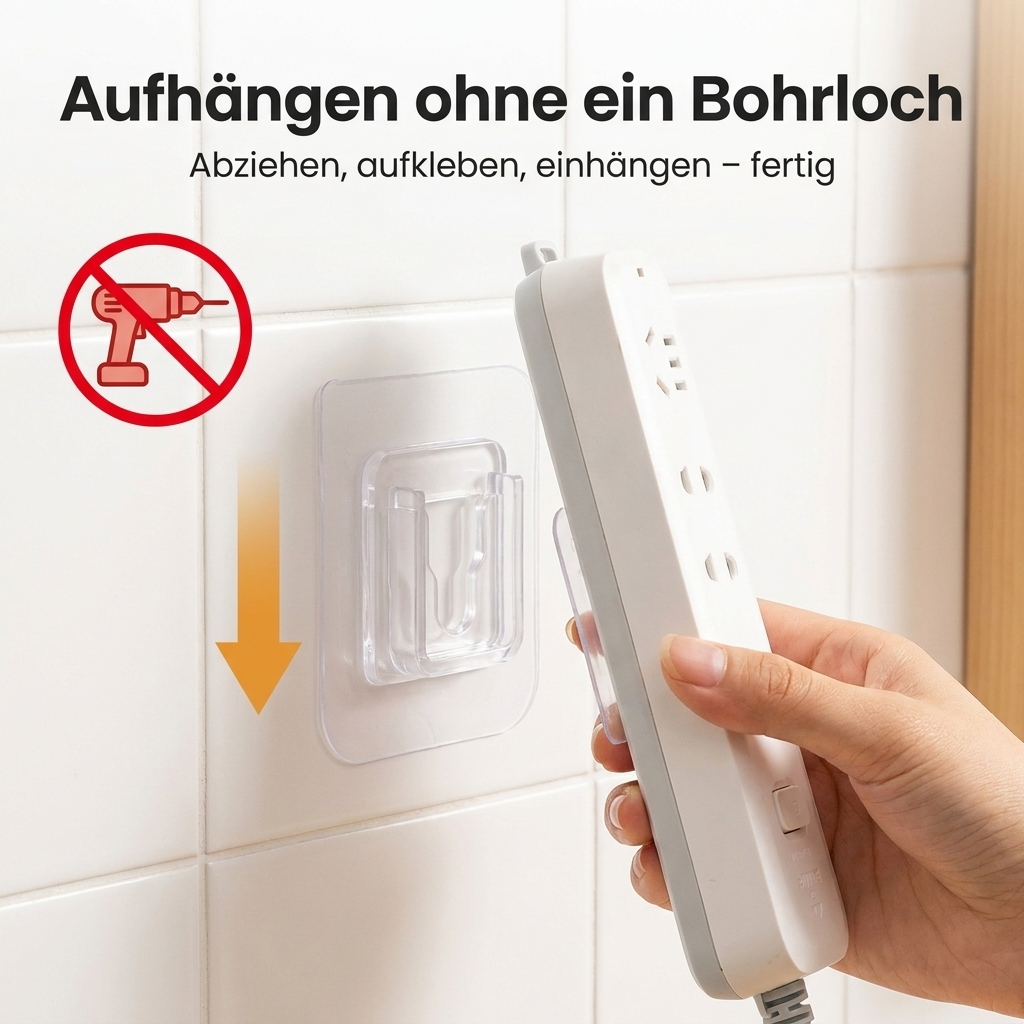 Transparenter Klebehaken – aufhängen ohne ein Bohrloch