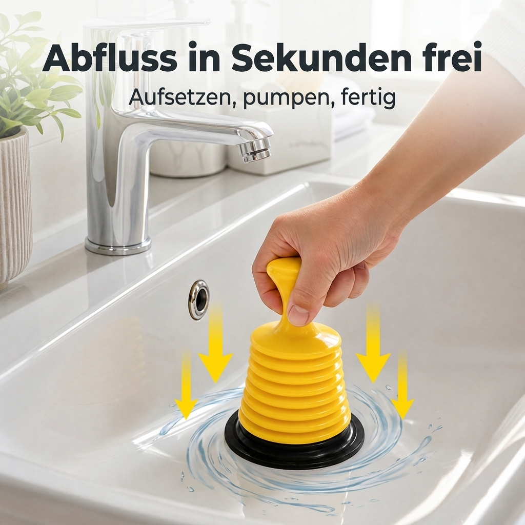 FlowBack Entstopfer auf dem Lavabo – Abfluss in Sekunden frei