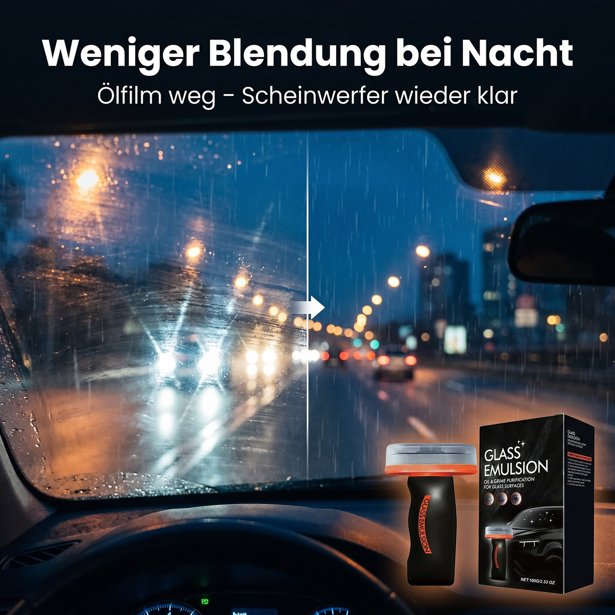 NightClear Ölfilm-Entferner – weniger Blendung bei Nacht